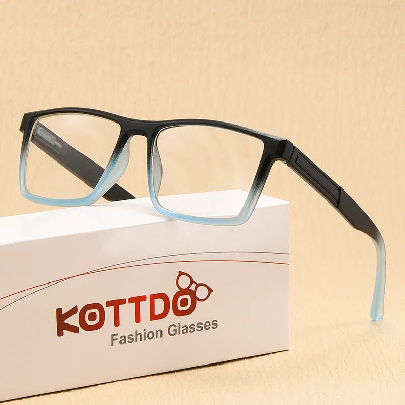 Gradient Blue Reading Glasses For Men Women Fashionable Presbyopia Glasses Personalized Retro Ultra Light Computer Eyewear +1.0
