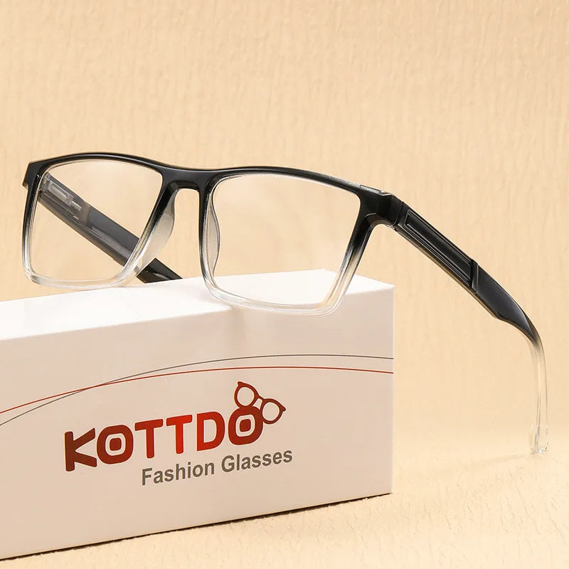 Gradient Blue Reading Glasses For Men Women Fashionable Presbyopia Glasses Personalized Retro Ultra Light Computer Eyewear +1.0